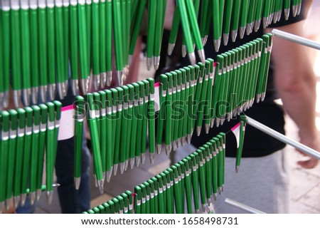 green ballpoint pens. On St. Patrick's Day, everything is green, including pens