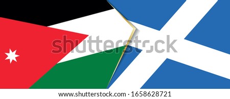Jordan and Scotland flags, two vector flags symbol of relationship or confrontation.