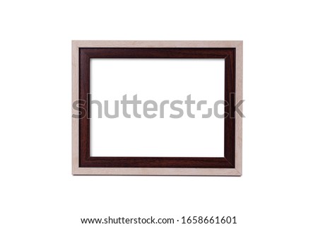 Two layered wooden frame isolated on white background.