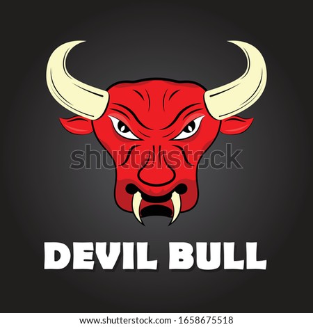 Vector Angry Devil Bull Face Sport Emblem On Black Background Logo Icon Template