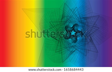 Geometric shapes rainbow illustration, bright vector background