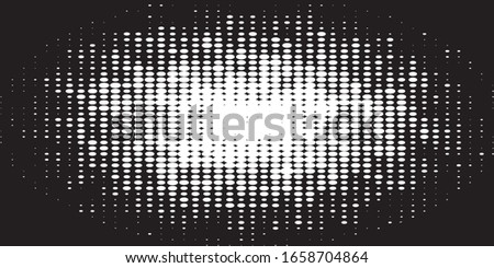 Vector halftone dots. white dots on black background.
