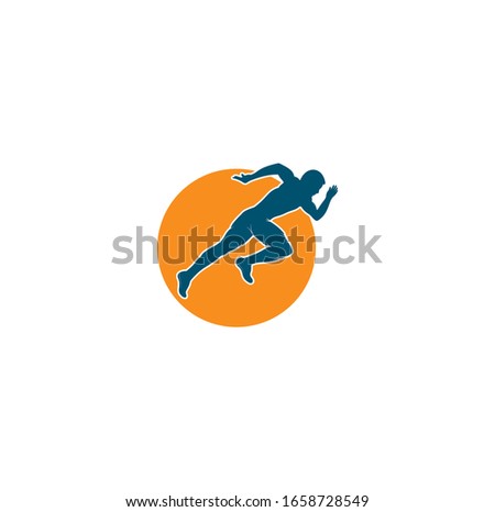Running and Marathon Logo Vector Design. Running man vector symbol. Sport and competition concept.	