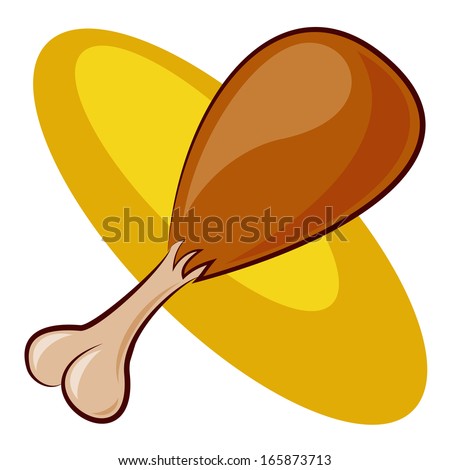 Vector illustration of isolated chicken leg on white background