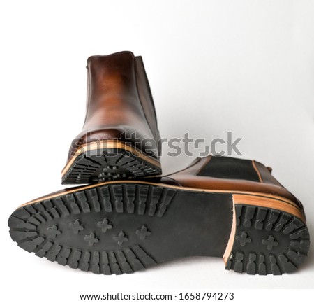 Leather shoe on white background stock photo
