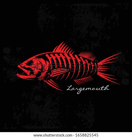 Bass Logo, A Masculine Skeleton of Largemouth bass Fish. Great for Tattos & Decal of your Boat or Trucks :) A Full Quality Vector would be Great. 