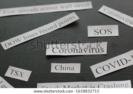 Photo showing headlines about how coronavirus is causing stock market to crash