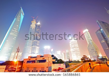 Night at lujiazui financial center in Shanghai, China 