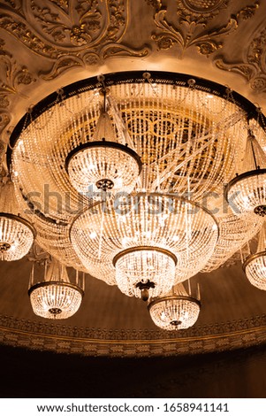 chandelier in theatre. bright light