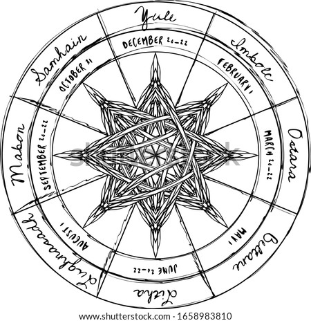 abstract pagan wheel of the year Royalty-Free Stock Photo #1658983810