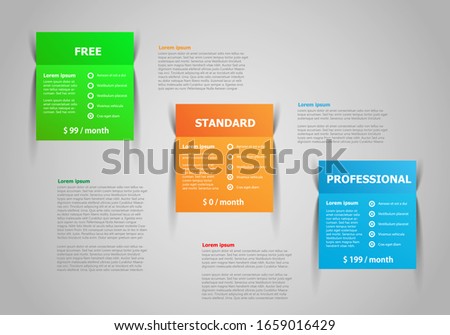 Vector Product and services graphic template with three choices