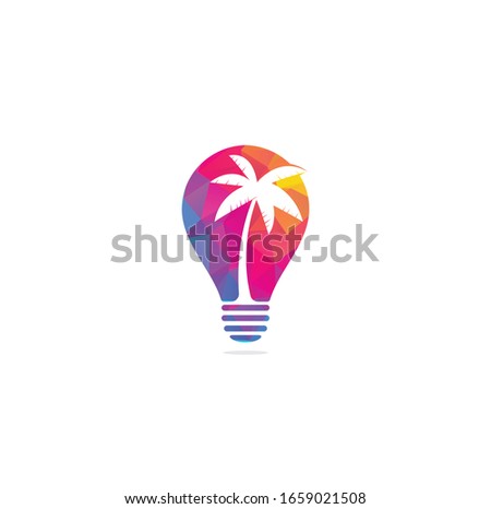 Palm tree bulb shape concept logo design vector template.coconut tree icon	