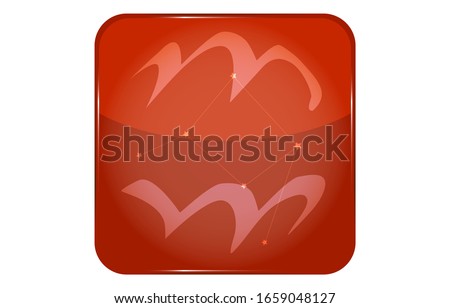 12 constellations red button icon with star shape: Aquarius