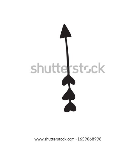 Cute doodle love arrows for bow. Hand drawn vector illustration. Sweet element for greeting cards, posters, stickers and seasonal valentines day design. Isolated on white background