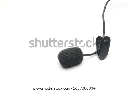 Lavalier microphone for correspondents on an isolated white background