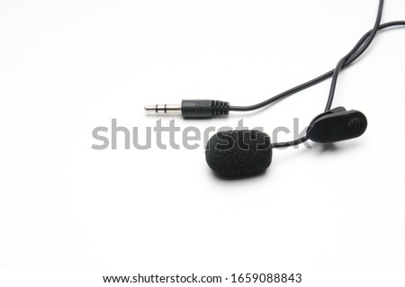 Lavalier microphone for correspondents on an isolated white background