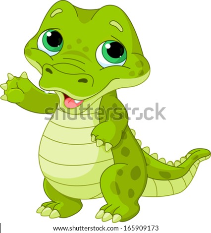 Illustration of very cute baby alligator