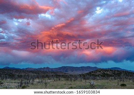 Eagle Peak Brilliant Bright Pink and Blue Sunset in this spectacular Western Scene in West Stone Cabin Valley, Nevada, USA
