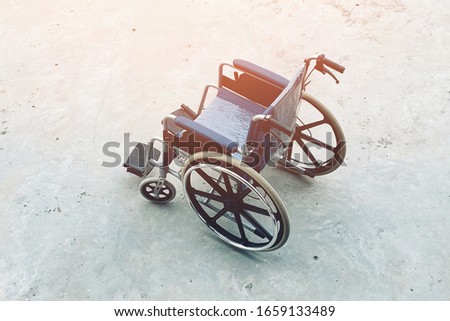 Close up wheelchair for patient at hospital, national disability day, medical and healthcare, life insurance business technology concept