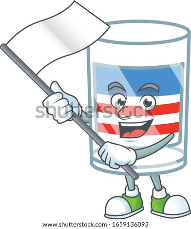Funny USA stripes glass cartoon character design with a flag