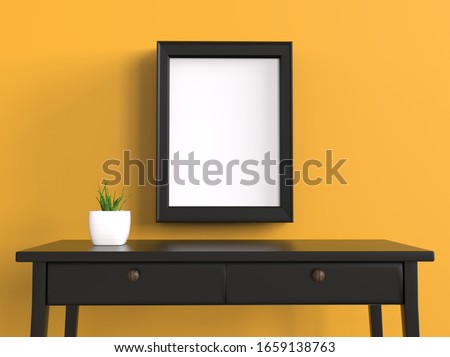 Blank frame canvas with table mockup 
