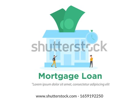 Home Loan concept, Rent, Buying a property. Real estate agent at work illustration concept for web landing page template, banner, flyer and presentation