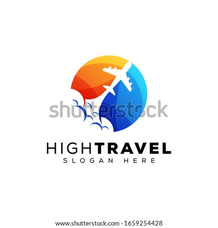 modern color fly high travel logo design, vector template