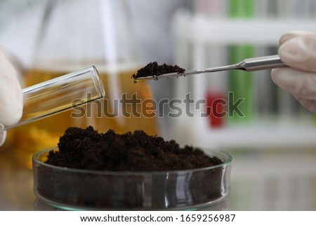Soil sampling for chemical analysis and ph test. Agrochemical analysis soil and greenhouse soil for fertility. Assessment soil contamination with toxic substances. Selection fertilizers Royalty-Free Stock Photo #1659256987