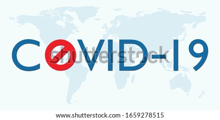 Covid 19 Coronavirus vector icon sign banner on world map. Stop Novel Coronavirus outbreak covid-19, 2019-nCoV symptoms in Wuhan China.vector illustration.