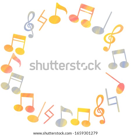 Abstract musical frame and  with colorful notes on white background2
