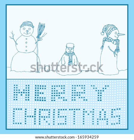 Merry Christmas card with snowman variations 