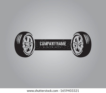 Vector Tire company logo, Tire store logo design, Black colored tire logo on grey colored background