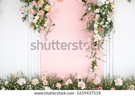 Beautiful wedding flower backdrop For taking pictures.