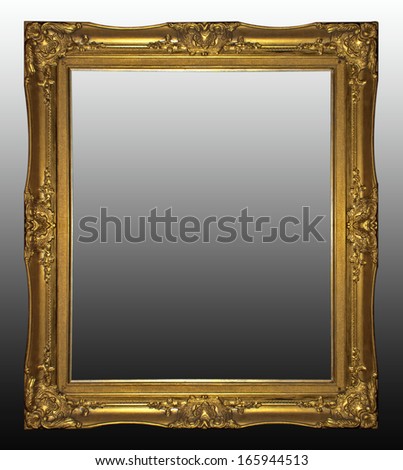 Picture frame gold  isolated on black  background