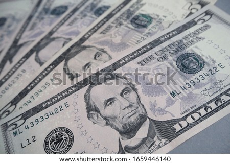 American banknotes wallpaper. Close up of money. Concept of wealth, earning online, freelance work.