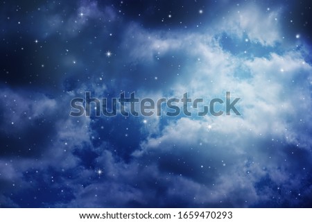 Space of night sky with cloud and stars.









