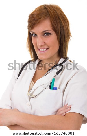 registered nurse proudly wearing uniform with stethoscope