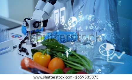 Biotechnology concept. Food tech. Nutritional science. Royalty-Free Stock Photo #1659535873