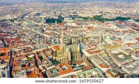 Vienna, Austria. St. Stephen's Cathedral (Germany: Stephansdom). Catholic Cathedral - the national symbol of Austria, Aerial View  
