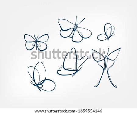 butterfly insect vector art line isolated doodle illustration Royalty-Free Stock Photo #1659554146