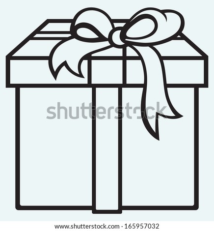 Box with a gift isolated on blue background. Raster version
