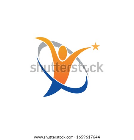 Success people icon and symbol vector template with star on white background
