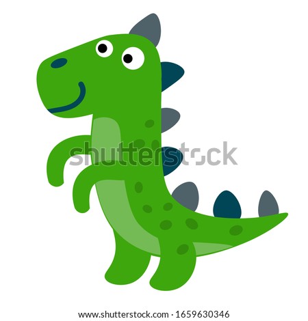 Cute dinosaur in flat style isolated on white background. Vector illustration. 