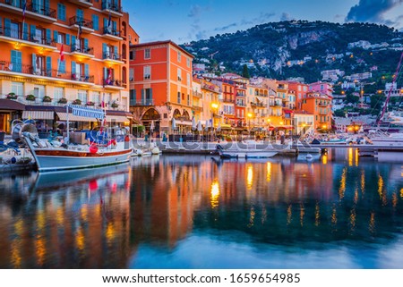 Villefranche sur Mer, France. Seaside town on the French Riviera or Cote d'Azur. Royalty-Free Stock Photo #1659654985