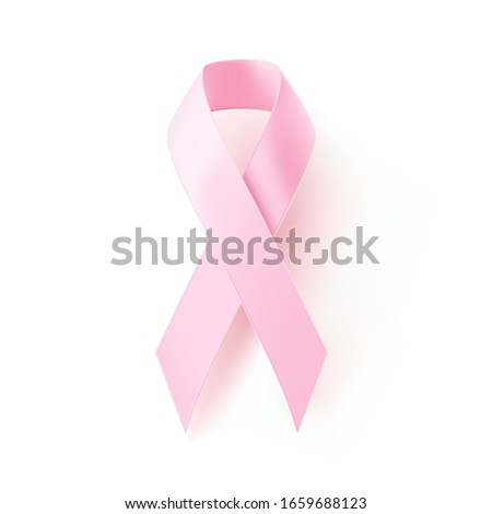 The international symbol of the fight against breast cancer, pink silk ribbon on a white background, vector icon.