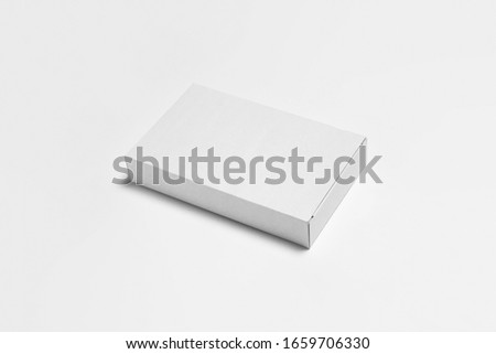 Blank White Product Package Box Mock-up. Container, Packaging Template on white .White cardboard box.Top view.High resolution photo. Royalty-Free Stock Photo #1659706330
