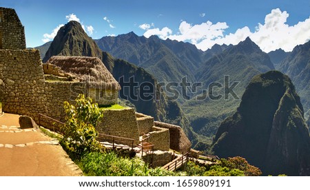 Panoramic photo of Machu Picchu and Urubamba Valley, Peru	