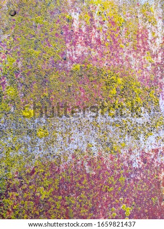 Background texture green rust on red metal moss greens aging old rough natural phenomenon iron green pattern vintage natural corrosion