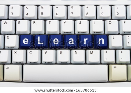 Computer keyboard keys with word elearn, Getting Training on the Internet