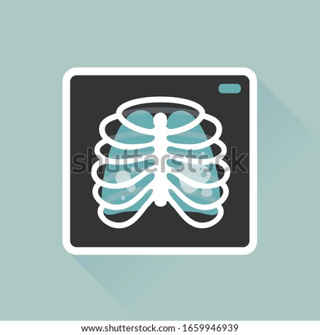 vector illustration chest x-ray image, lung radiography / pneumonia, pulmonary fibrosis / health care, safety equipment concept / flat, isolated, sign and icon template  Royalty-Free Stock Photo #1659946939